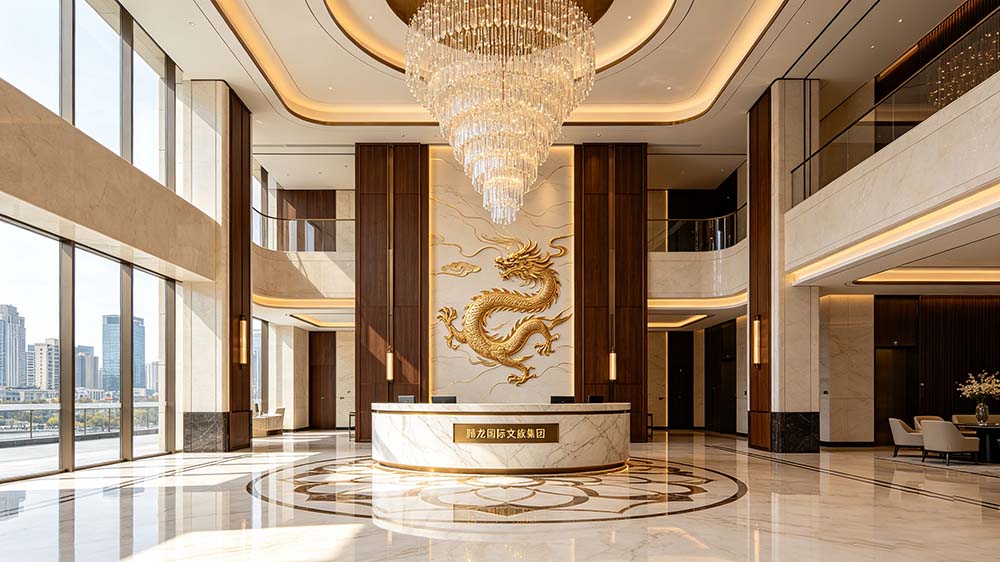 腾龙国际文旅集团 - 高端酒店大堂全景